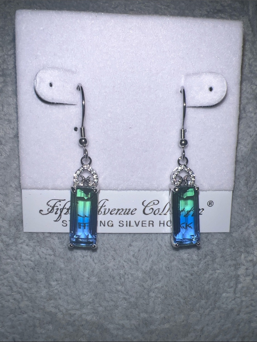 Blue-Green Genuine Quartz  Drop Earrings